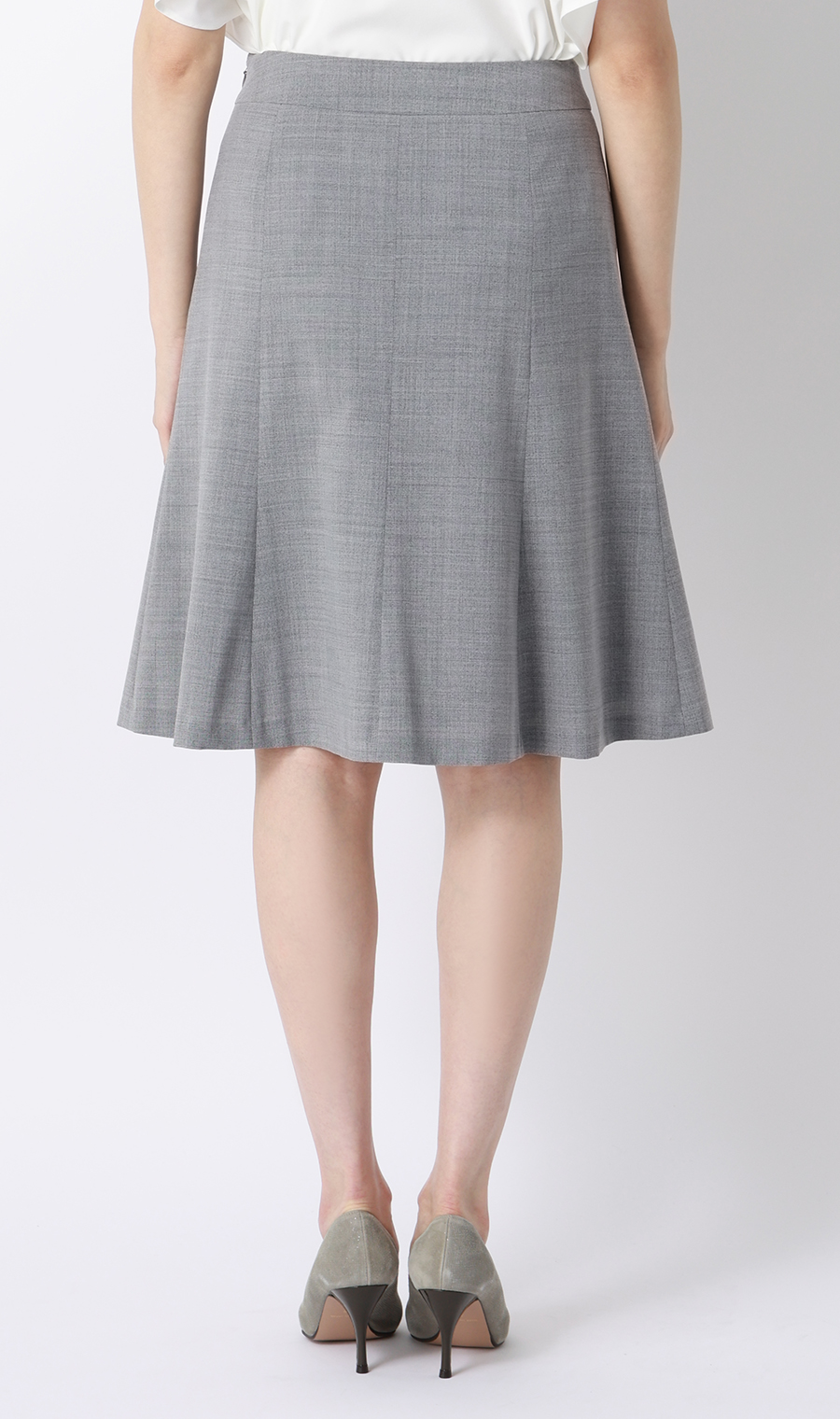【超ストレッチスーツ】フレアスカート【涼】【セットアップ着用可】【＃すご】 グレー 5号