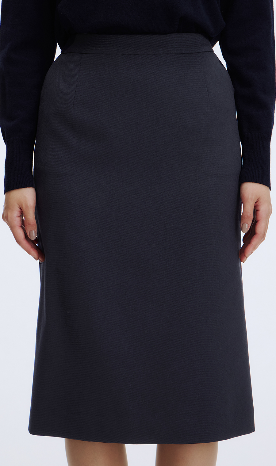 ロングタイトスカート【美ジ楽スーツ】【セットアップ着用可】 ネイビー 5号
