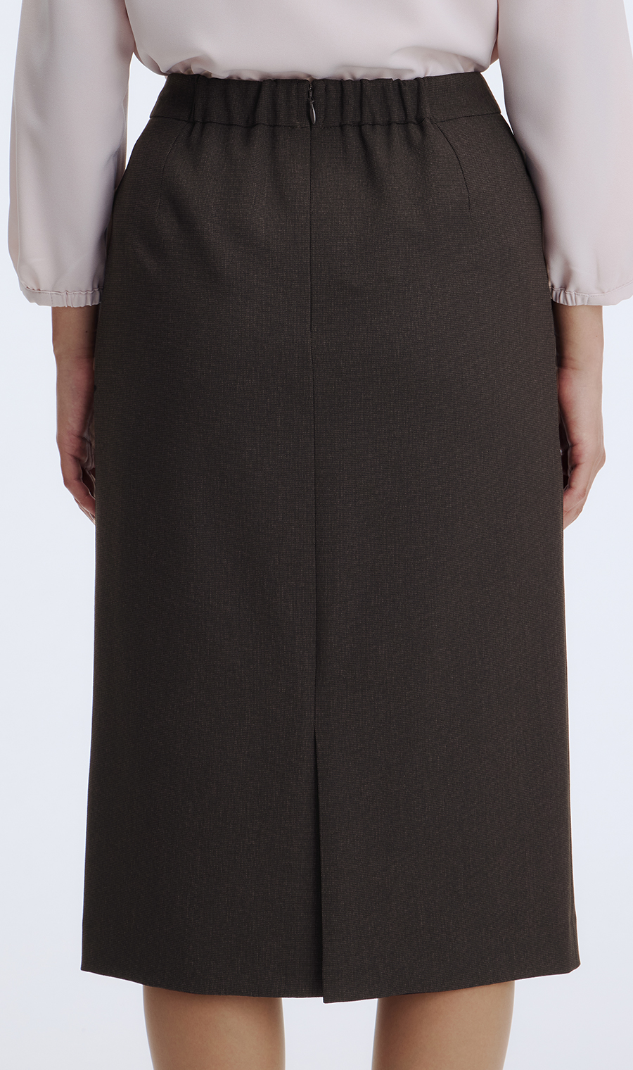 ロングタイトスカート【美ジ楽スーツ】【セットアップ着用可】 ブラウン 5号