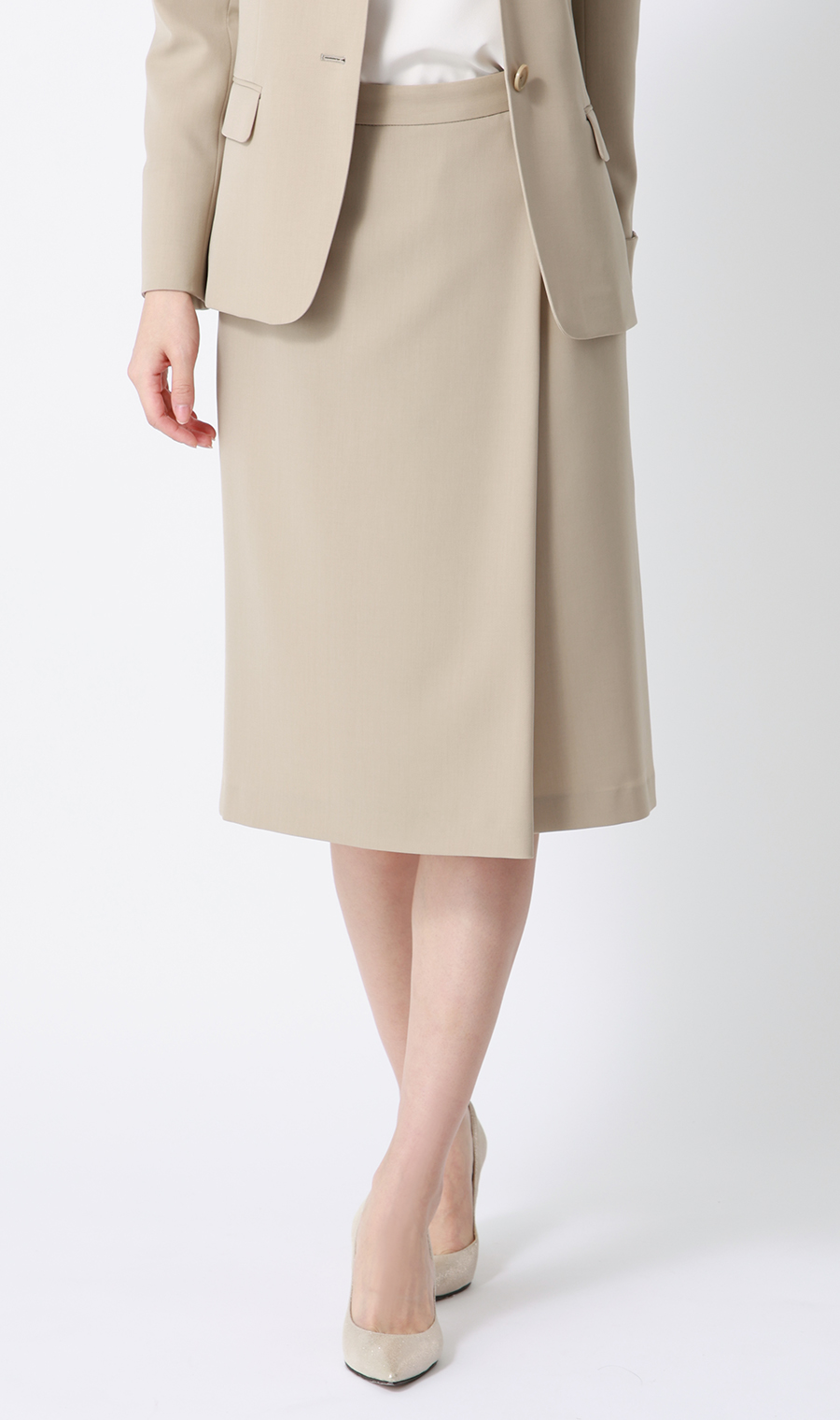 ラップ風タイトスカート【セットアップ着用可】 ベージュ 3号