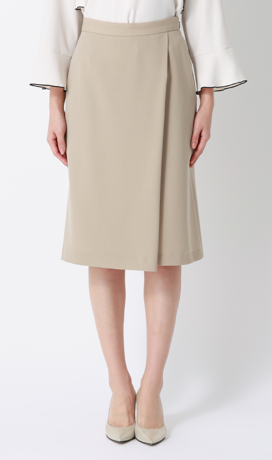 ラップ風タイトスカート【セットアップ着用可】 ベージュ 3号