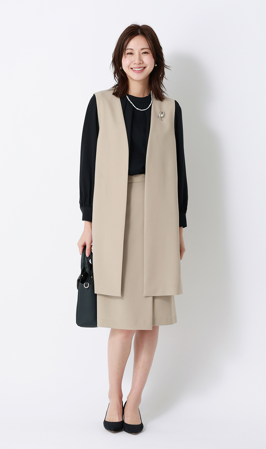 ラップ風タイトスカート【セットアップ着用可】 ベージュ 3号