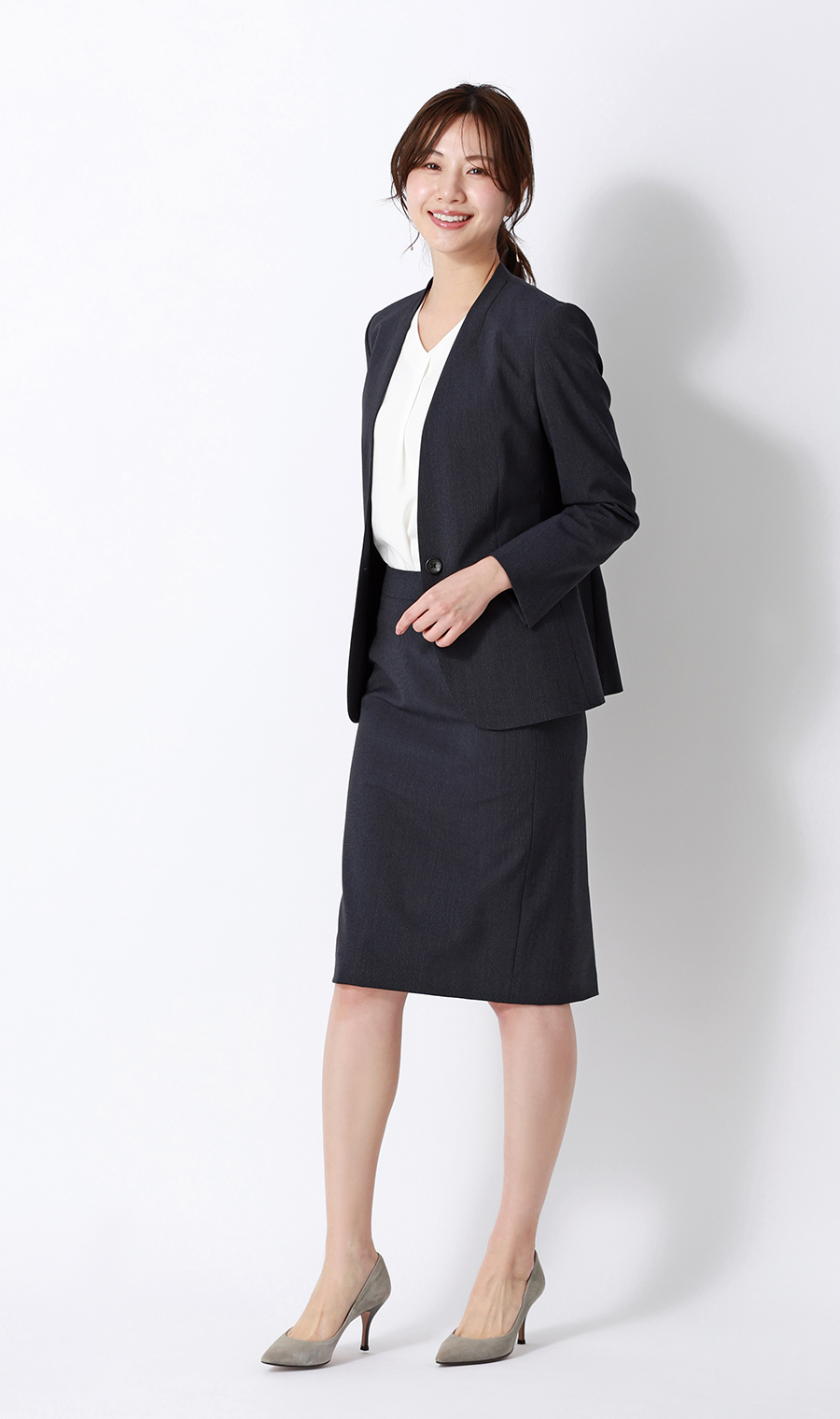 【超ストレッチスーツ】タイトスカート【セットアップ着用可】【＃すご】 ネイビー 5号