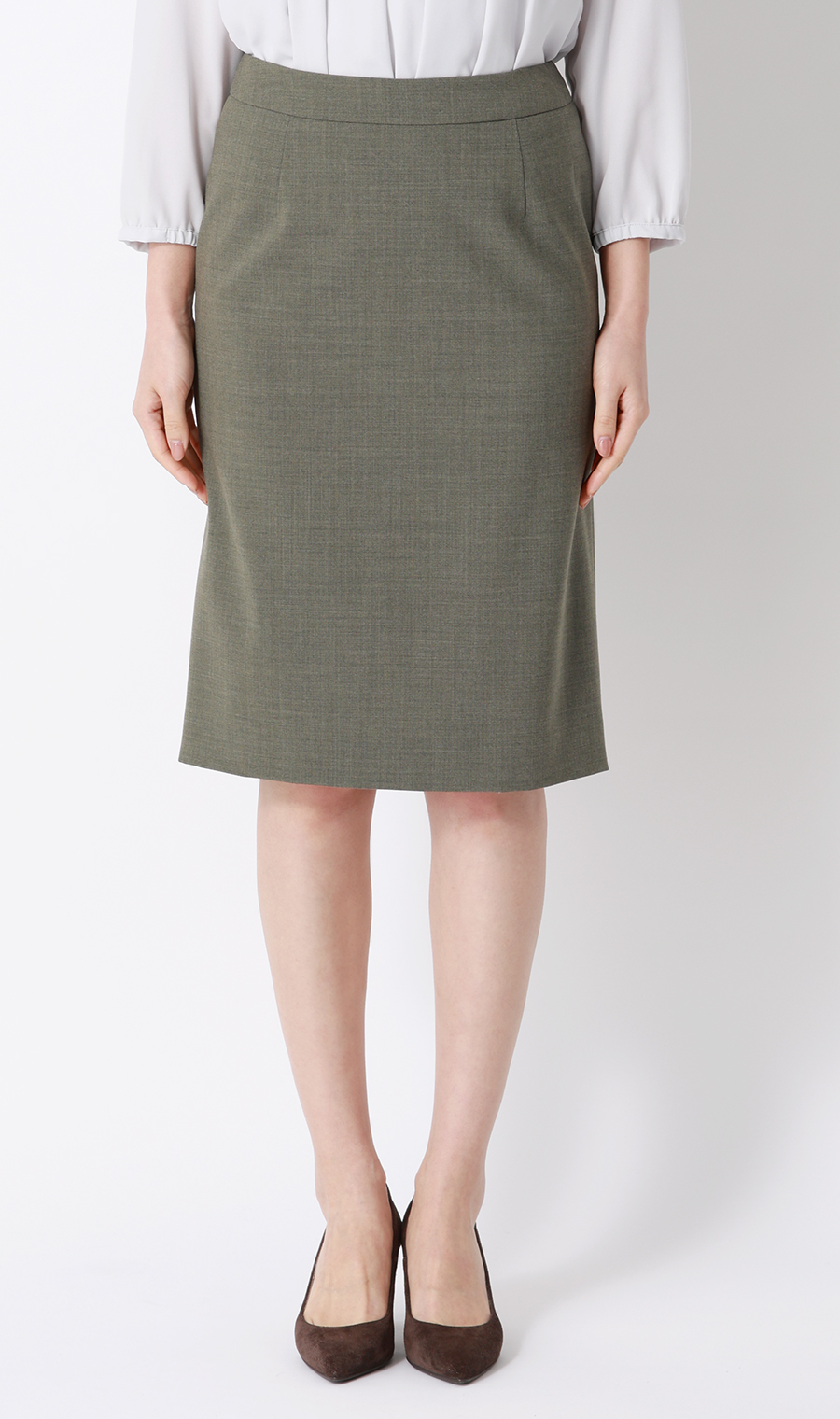 【超ストレッチスーツ】タイトスカート【セットアップ着用可】【＃すご】 カーキ 5号