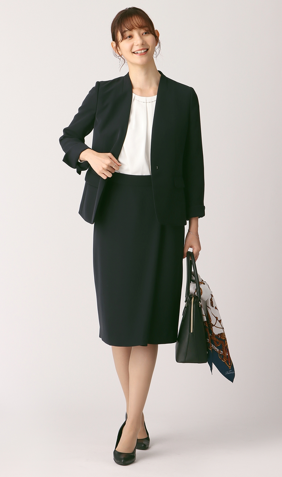 ラップ風タイトスカート《セットアップ着用可》 ネイビー 3号