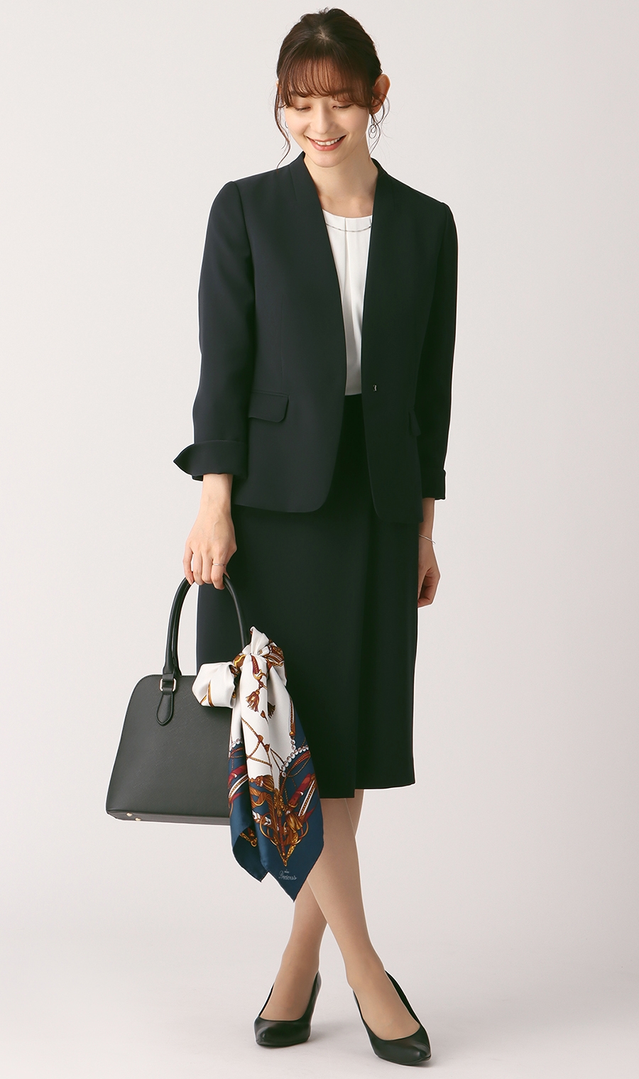 ラップ風タイトスカート《セットアップ着用可》 ネイビー 3号