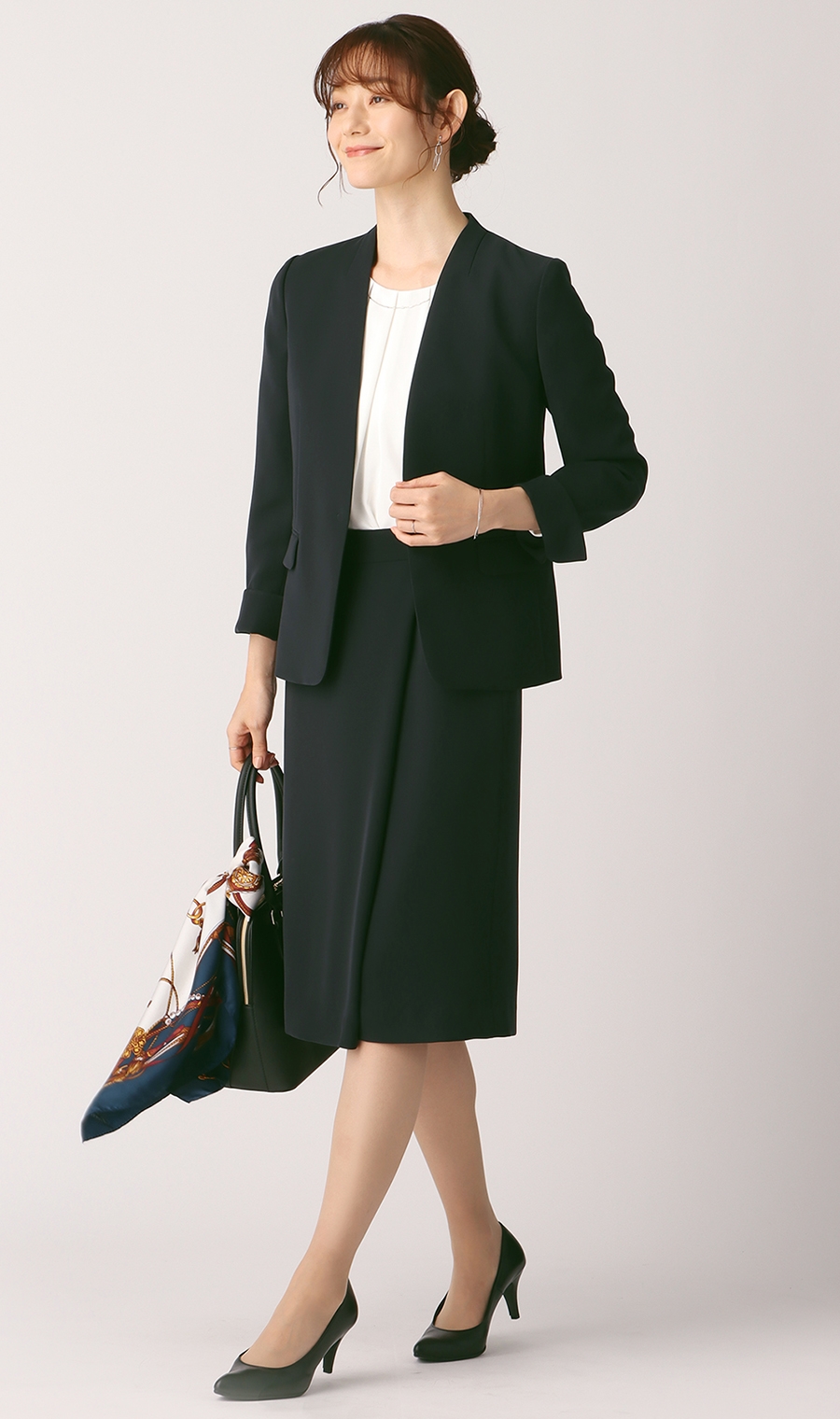 ラップ風タイトスカート《セットアップ着用可》 ネイビー 3号