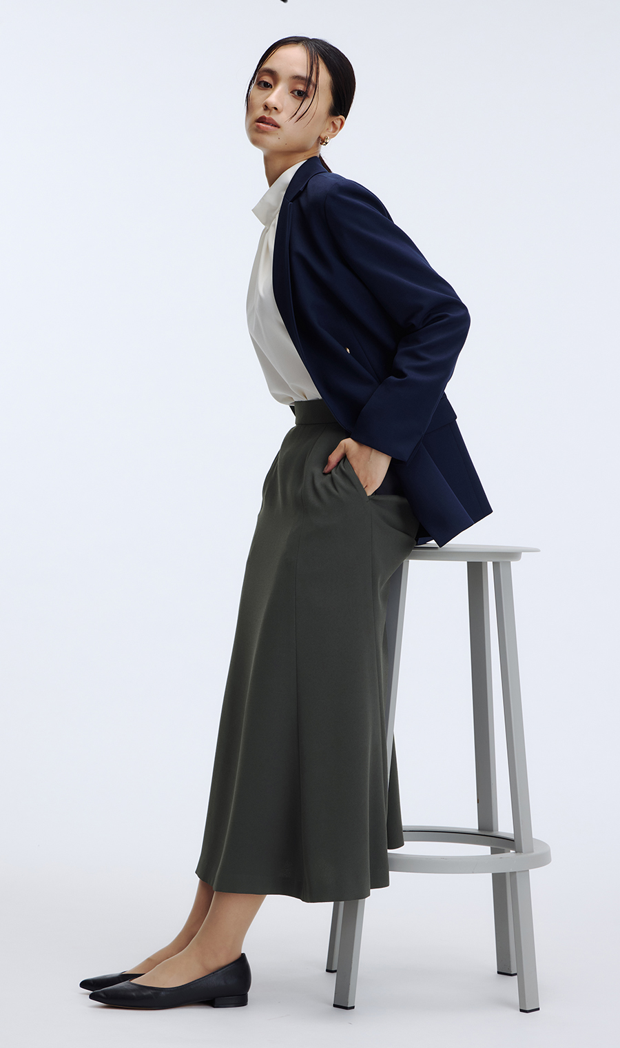 フレアスカート【セットアップ着用可】 グレー 5号