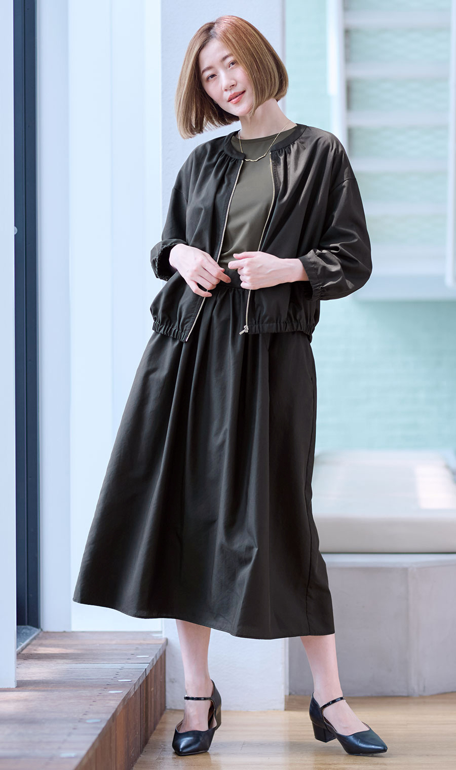 ボリュームフレアスカート【セットアップ着用可】 ブラック S