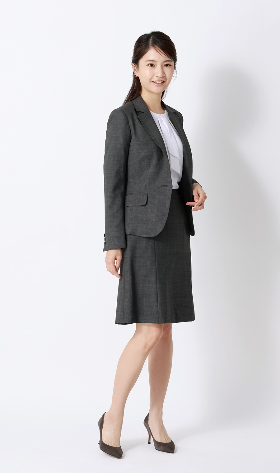 台形フレアスカート【セットアップ着用可】 チャコール 5号