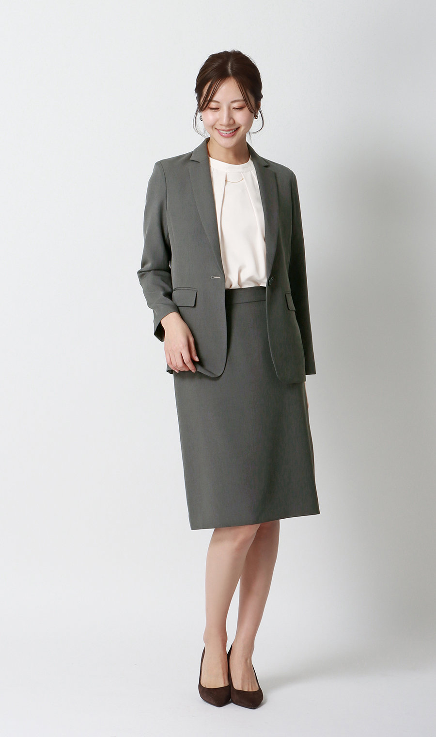 ゼロプレッシャースーツ【タイトスカート】【セットアップ着用可】 グレー SS