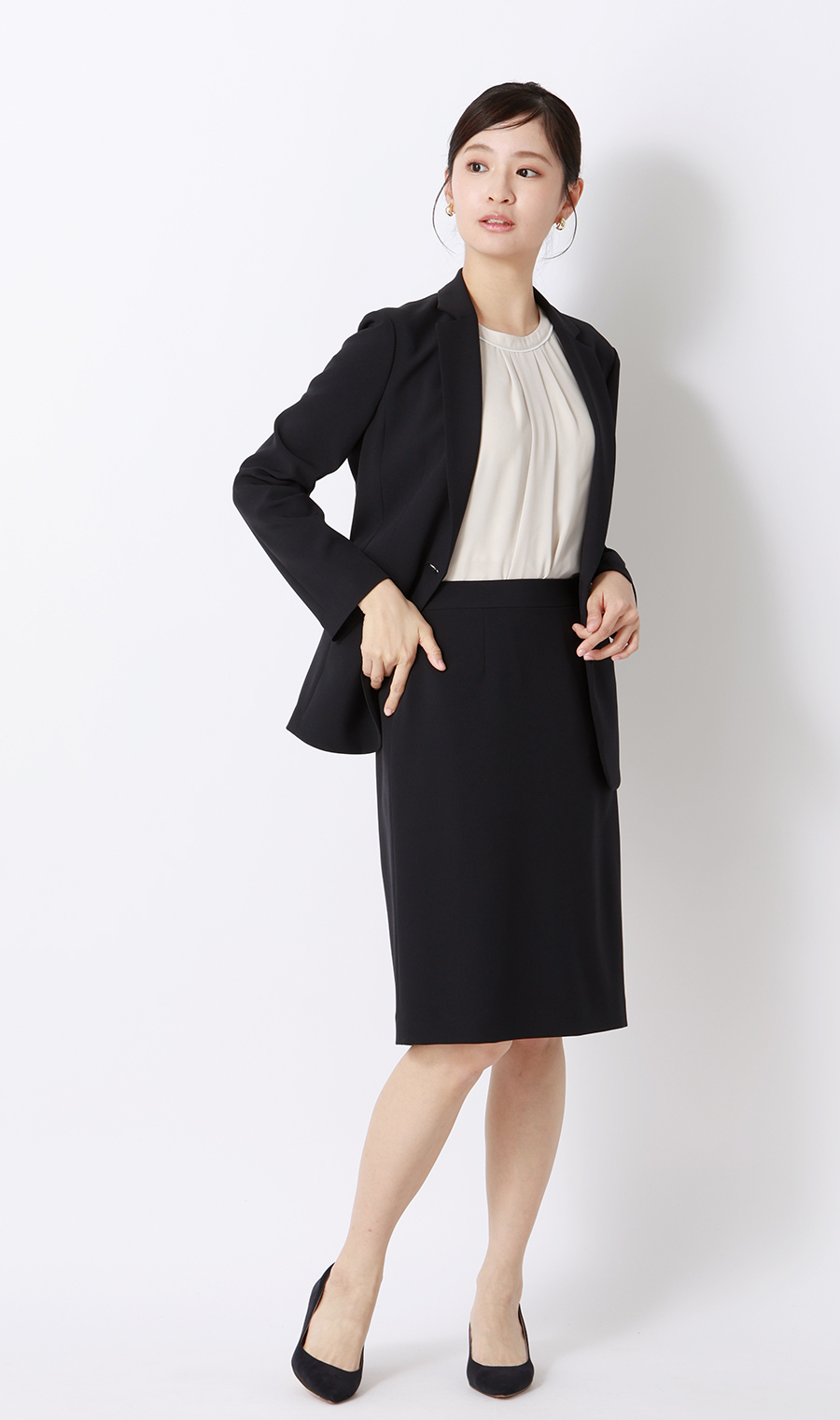 ゼロプレッシャースーツ【タイトスカート】【セットアップ着用可】 ネイビー SS