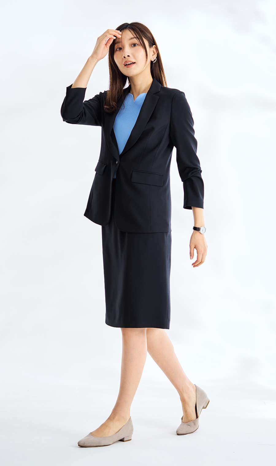 ゼロプレッシャースーツ【タイトスカート】【セットアップ着用可】 ネイビー SS