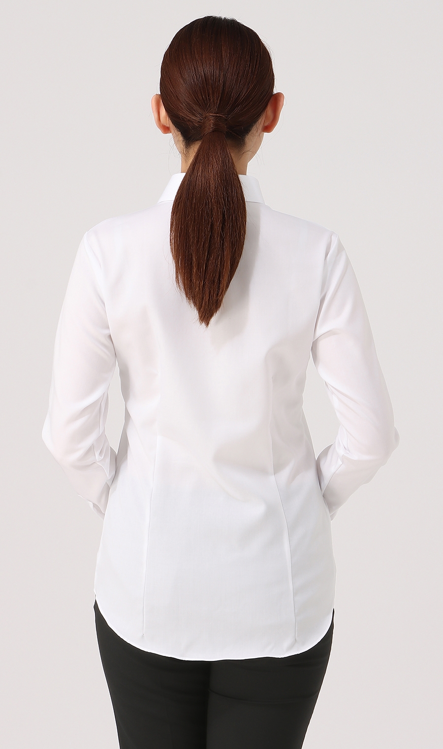 レギュラーカラーブラウス《長袖》《NON IRONMAX》《白無地》 ホワイト 03