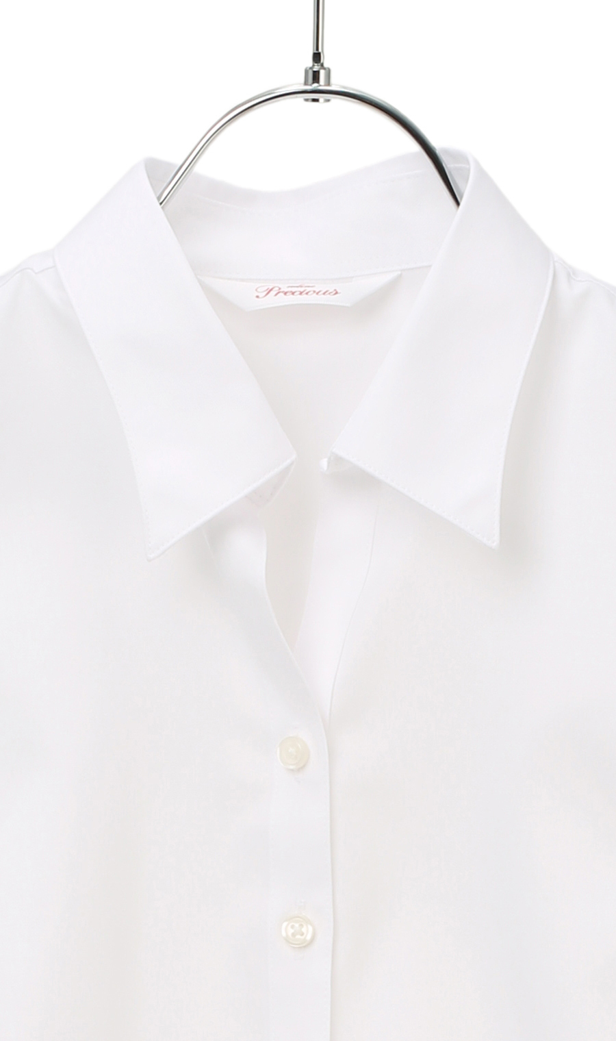 スキッパーカラーブラウス《長袖》《NON IRONMAX》《白無地》 ホワイト 05