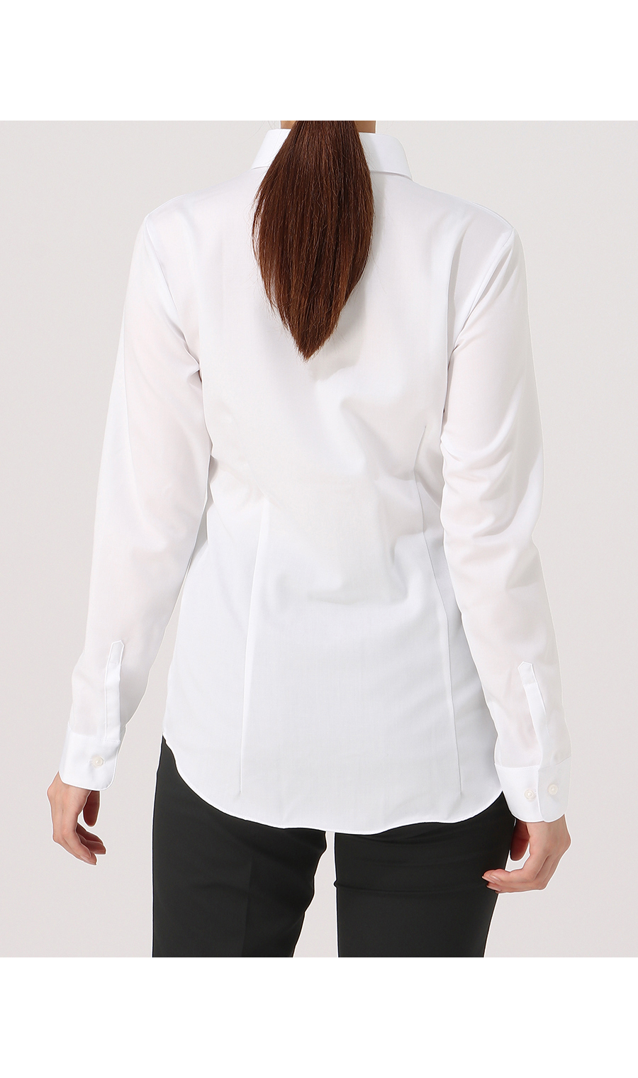 スキッパーカラーブラウス《長袖》《NON IRONMAX》《白無地》 ホワイト 05