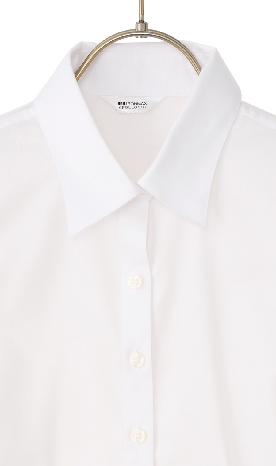 レギュラーカラーブラウス【長袖】【NON IRONMAX】【白無地】 ホワイト 03