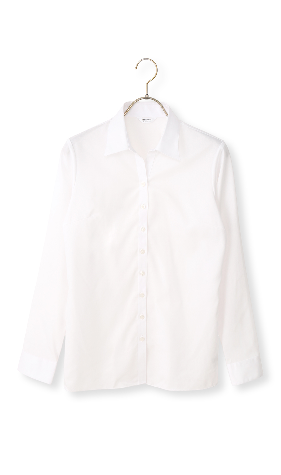 スキッパーカラーブラウス【長袖】【NON IRONMAX】【白無地】 ホワイト 05