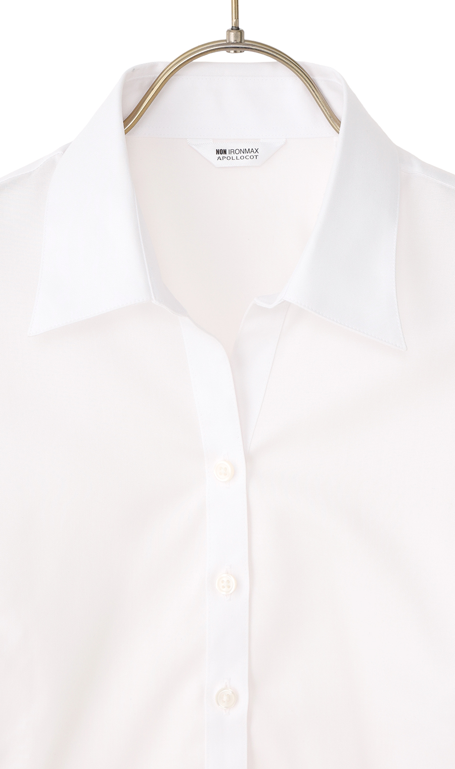 スキッパーカラーブラウス【クイーン】【長袖】【NON IRONMAX】【白無地】 ホワイト 23