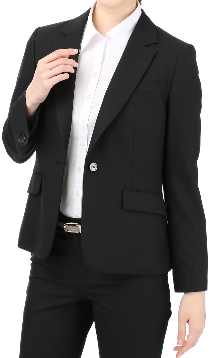 スキッパーカラーブラウス《長袖》《白無地》 ホワイト 17