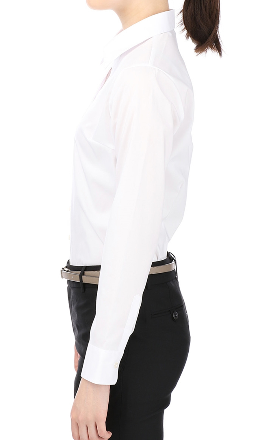 スキッパーカラーブラウス《長袖》《白無地》 ホワイト 17