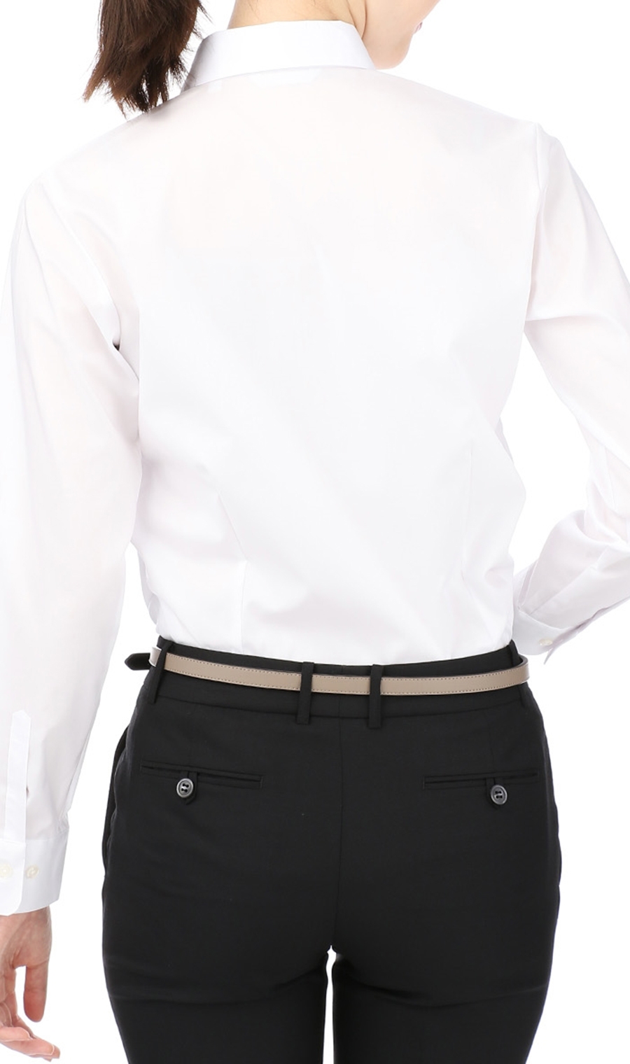 スキッパーカラーブラウス《長袖》《白無地》 ホワイト 17