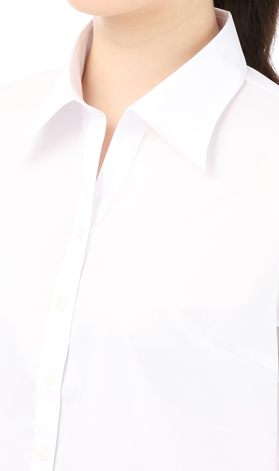 スキッパーカラーブラウス《長袖》《白無地》 ホワイト 17