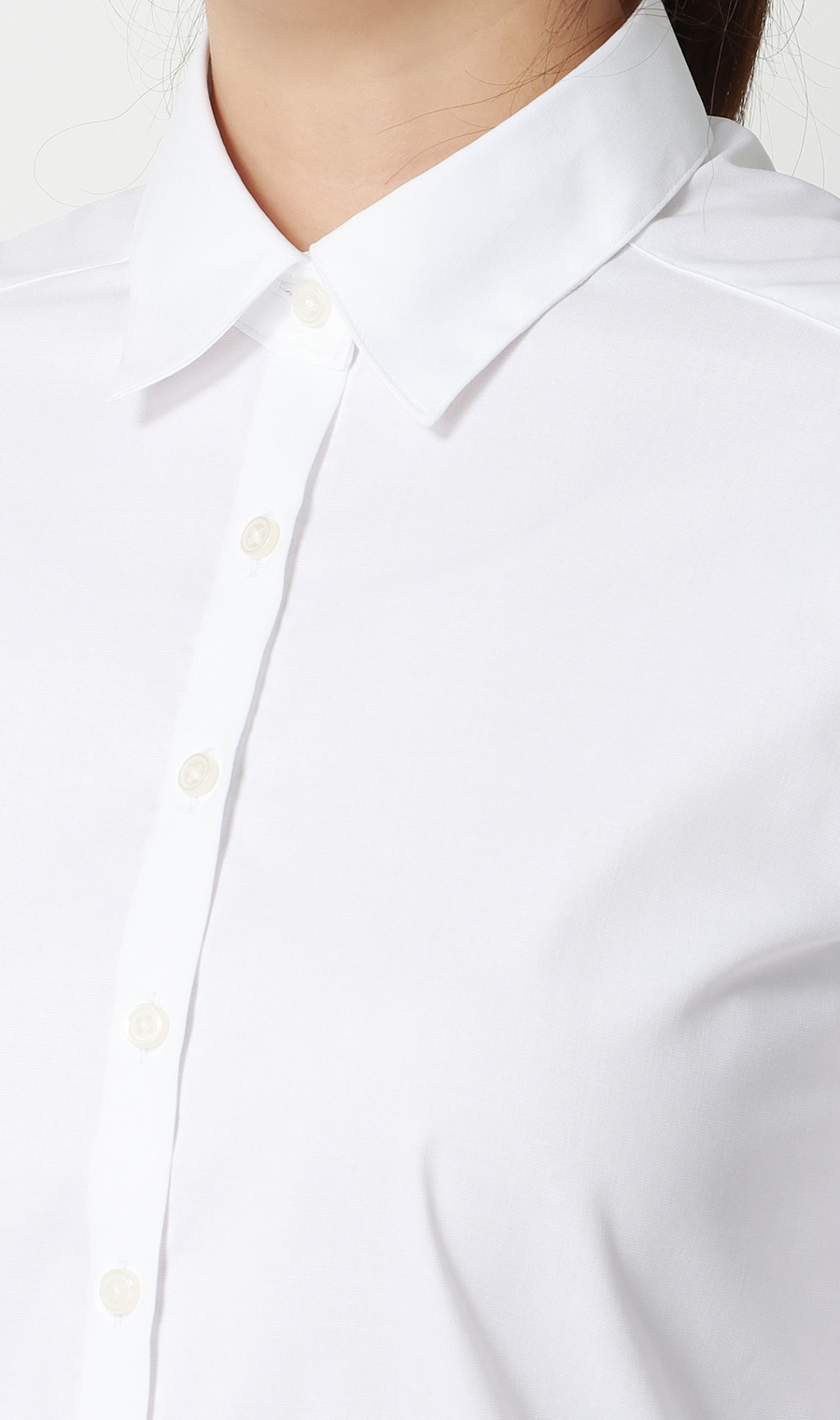 レギュラーカラーブラウス【クイーン】【長袖】【白無地】【OEKO-TEX】【着丈長め】 ホワイト 23