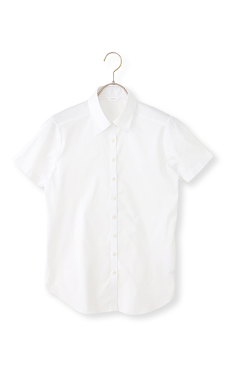 レギュラーカラーブラウス【涼】【半袖】【白無地】【OEKO-TEX】【着丈長め】