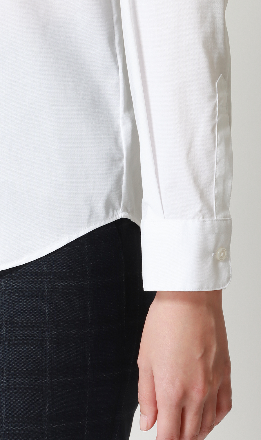 スキッパーカラーブラウス【長袖】【OEKO-TEX】【着丈長め】 ホワイト 05