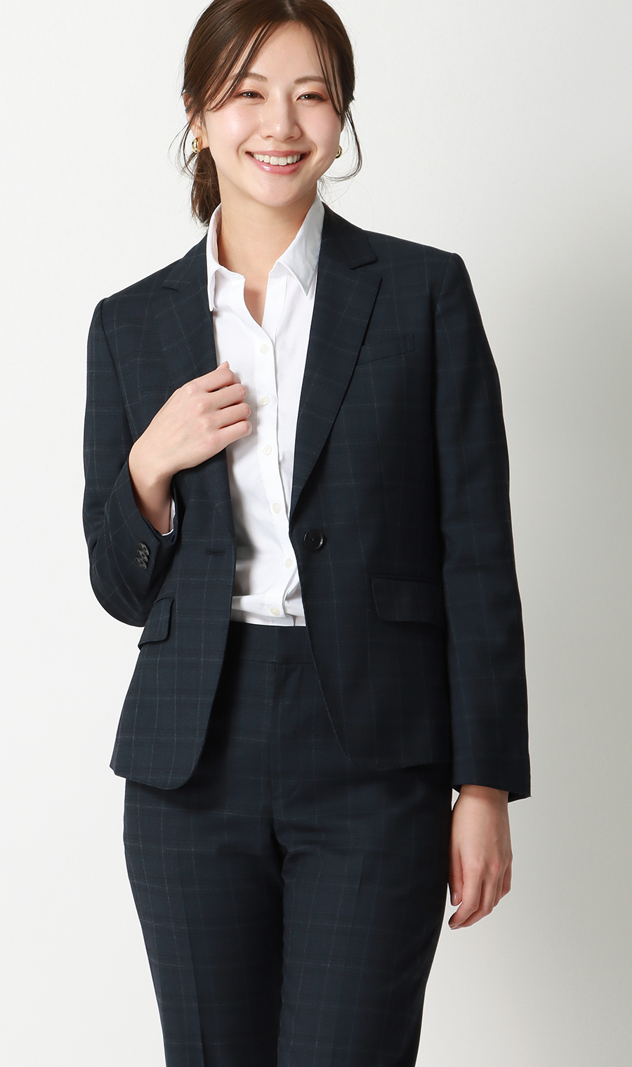 スキッパーカラーブラウス【長袖】【OEKO-TEX】【着丈長め】 ホワイト 05