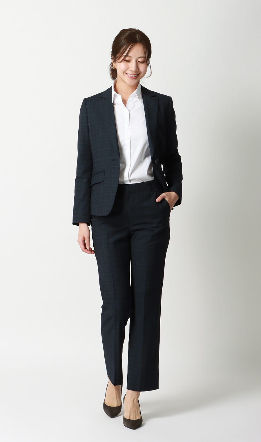 スキッパーカラーブラウス【長袖】【OEKO-TEX】【着丈長め】 ホワイト 05