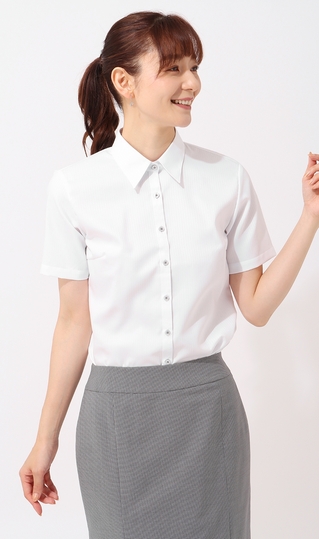 レギュラーカラーブラウス《半袖》