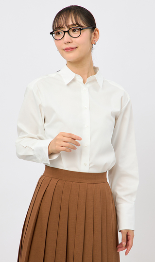 Regular collar short length shirt [long sleeves]