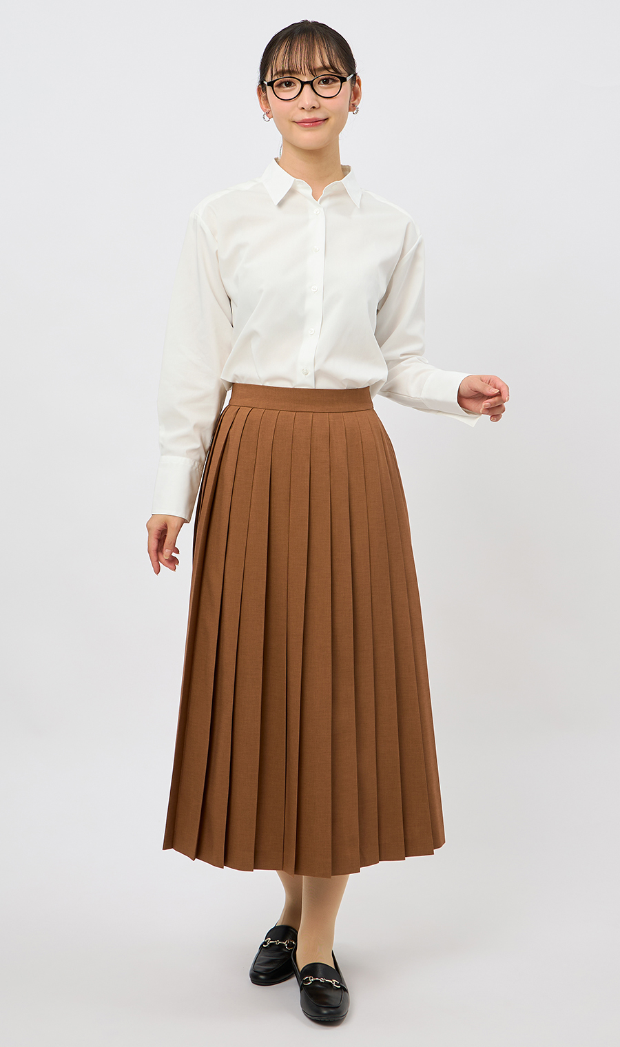 レギュラーカラーショート丈シャツ【長袖】 ホワイト M