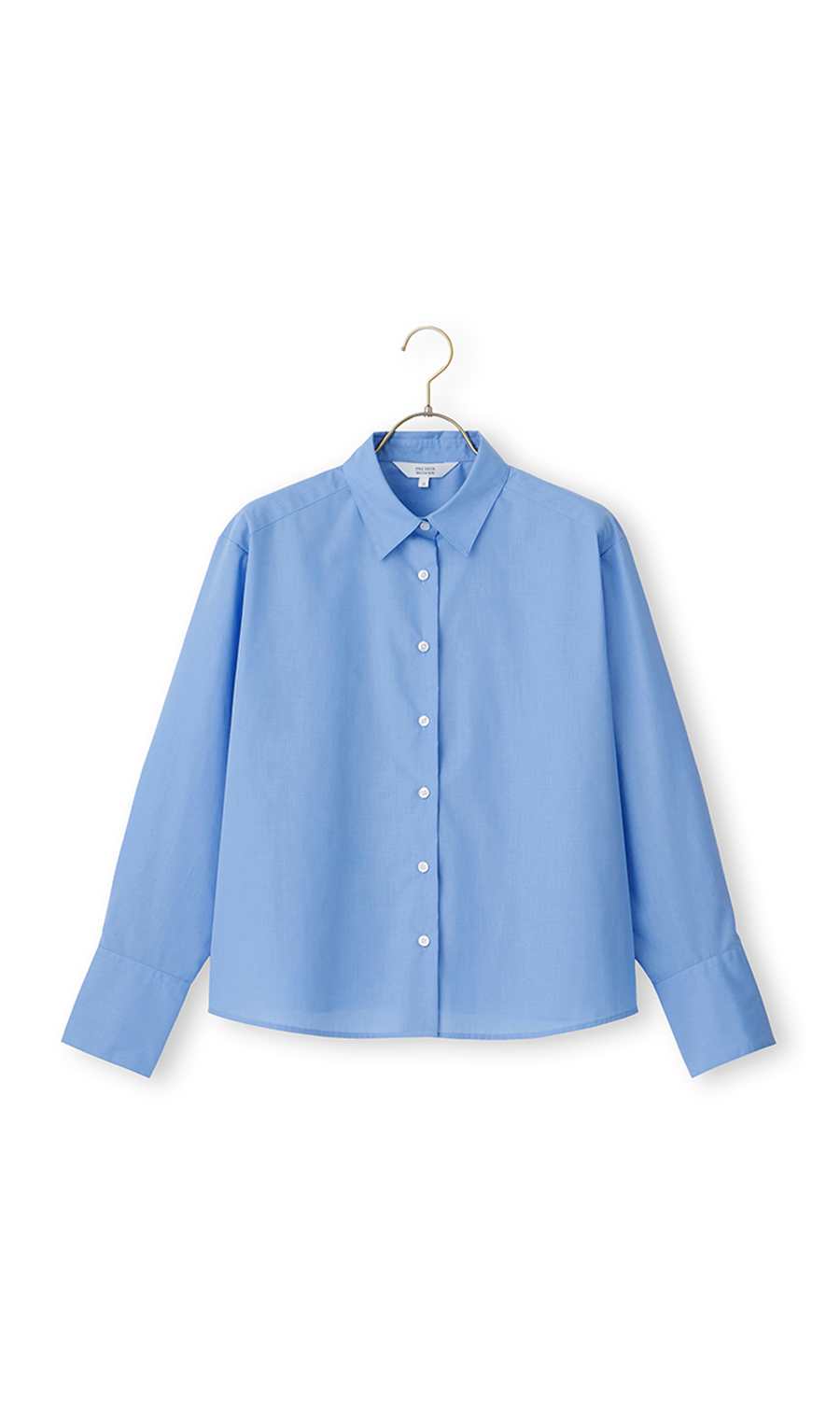 レギュラーカラーショート丈シャツ【長袖】 ブルー M