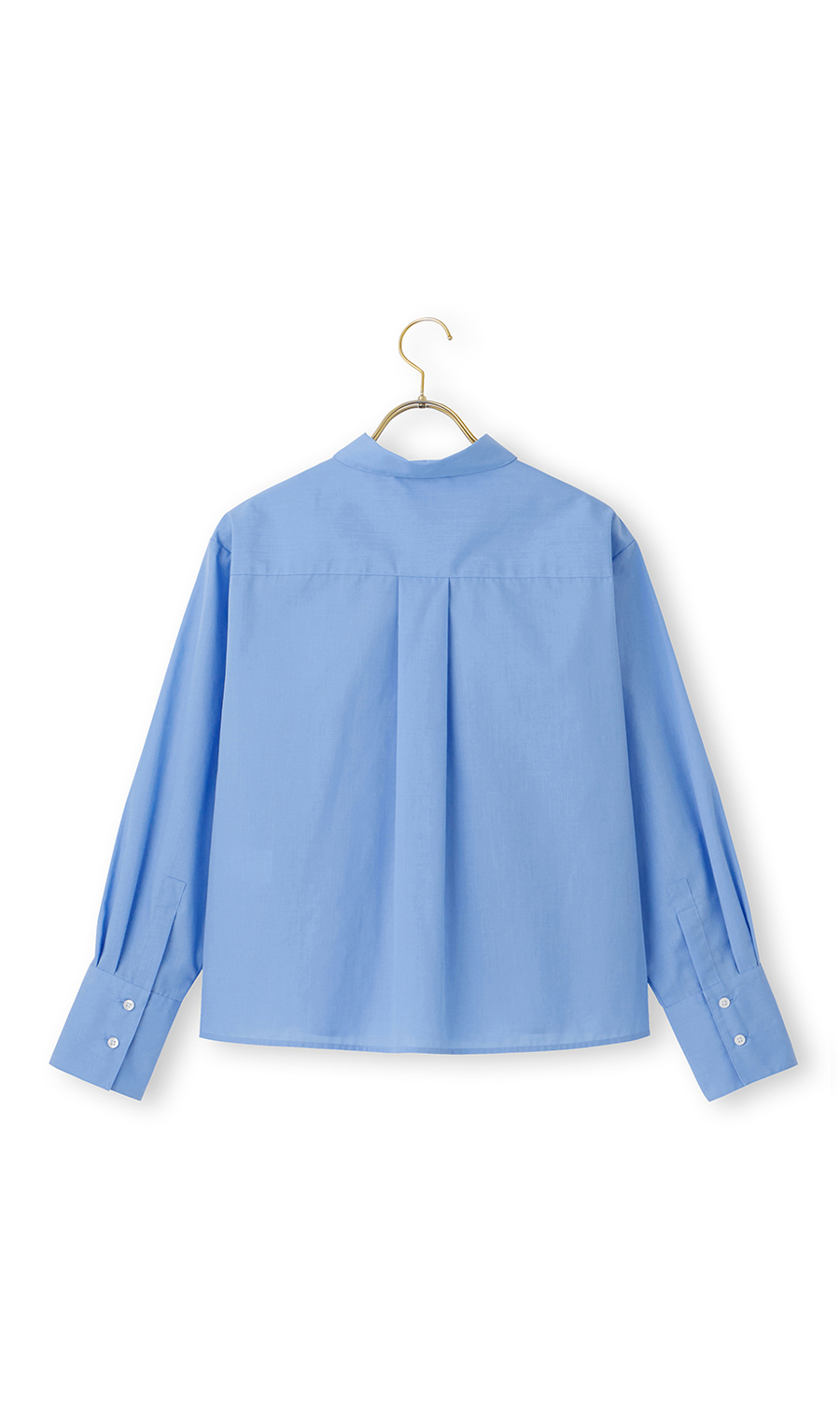 レギュラーカラーショート丈シャツ【長袖】 ブルー M