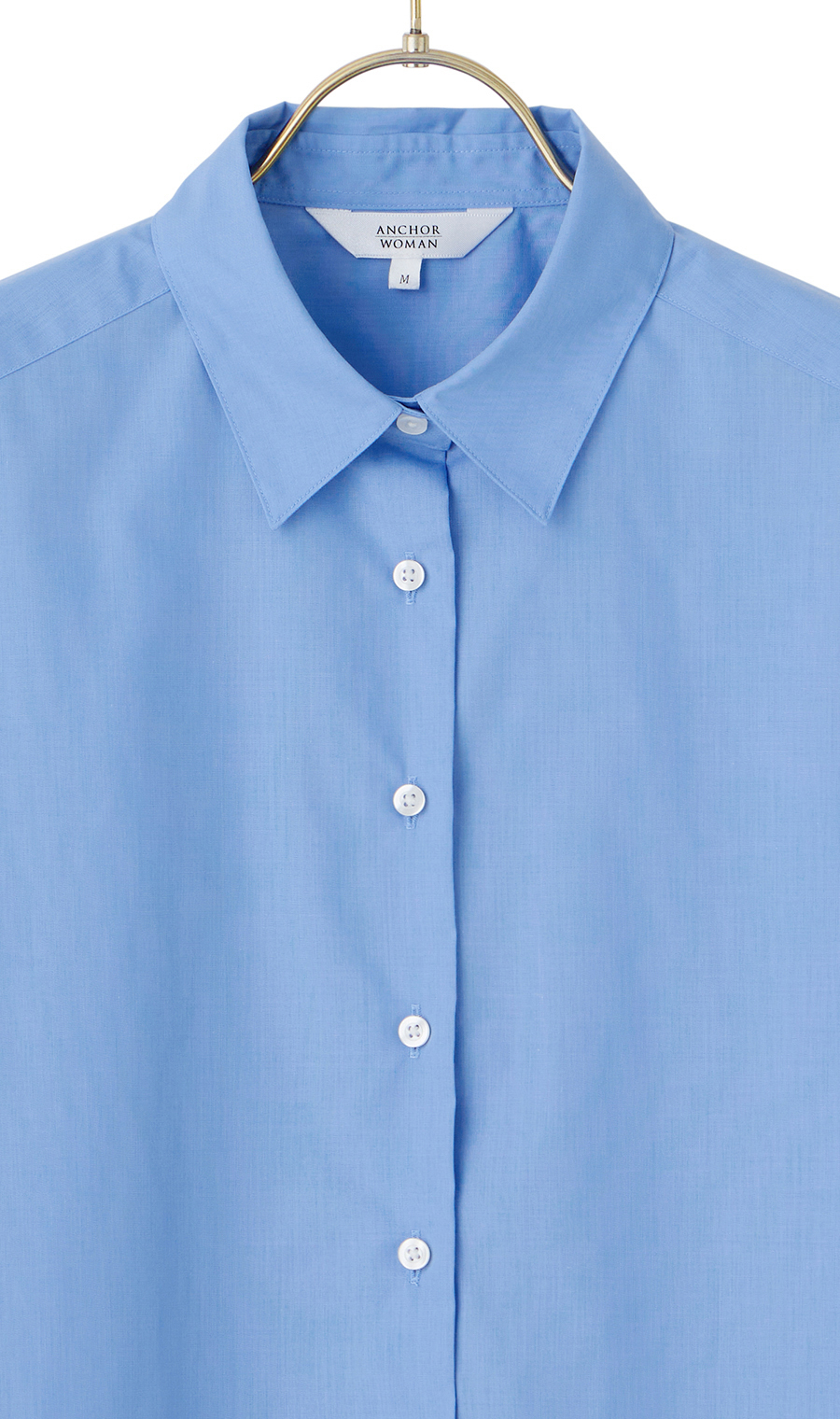 レギュラーカラーショート丈シャツ【長袖】 ブルー M