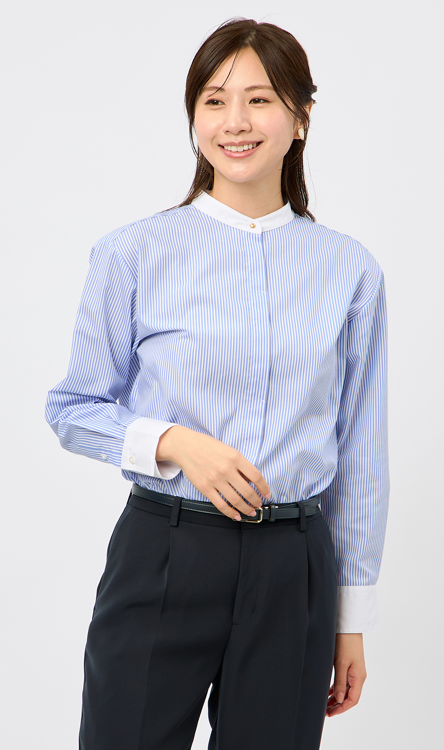 【 EDITION 】コットンナイロン メッシュクレリックシャツ ノンアイロンコットン ワイドカラークレリックシャツ LES MUES