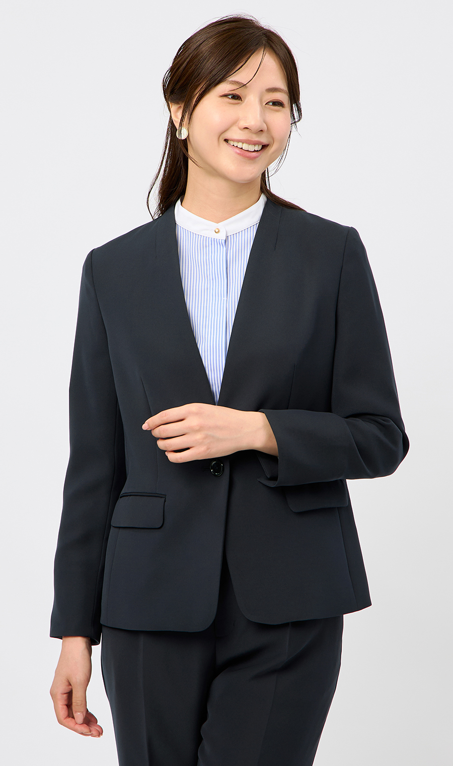 45R バンドカラーシャツ 長袖 バンドカラークレリックシャツ【長袖】 (ASH25147-24) | ANCHOR