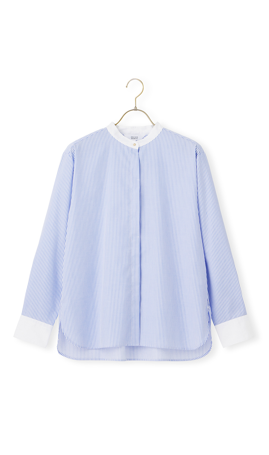 バンドカラークレリックシャツ【長袖】 ブルー M