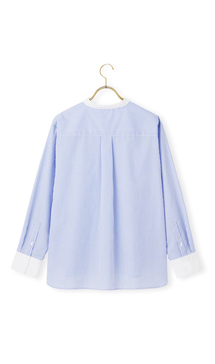 バンドカラークレリックシャツ【長袖】 ブルー M