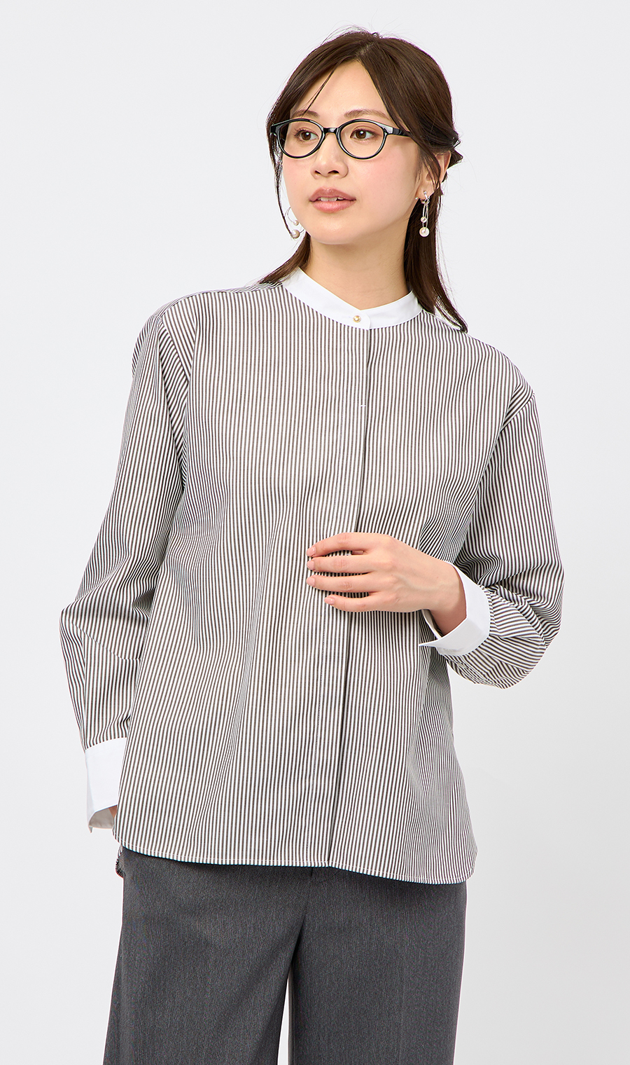 バンドカラークレリックシャツ【長袖】 (ASH25147-45) | ANCHOR