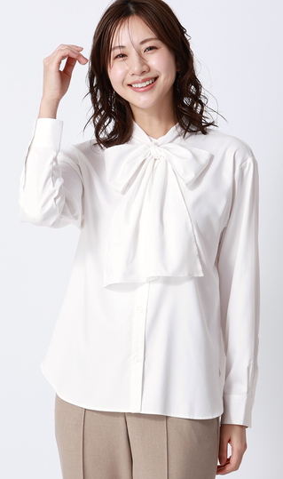 バンドカラーボウタイシャツ【長袖】【2WAY】