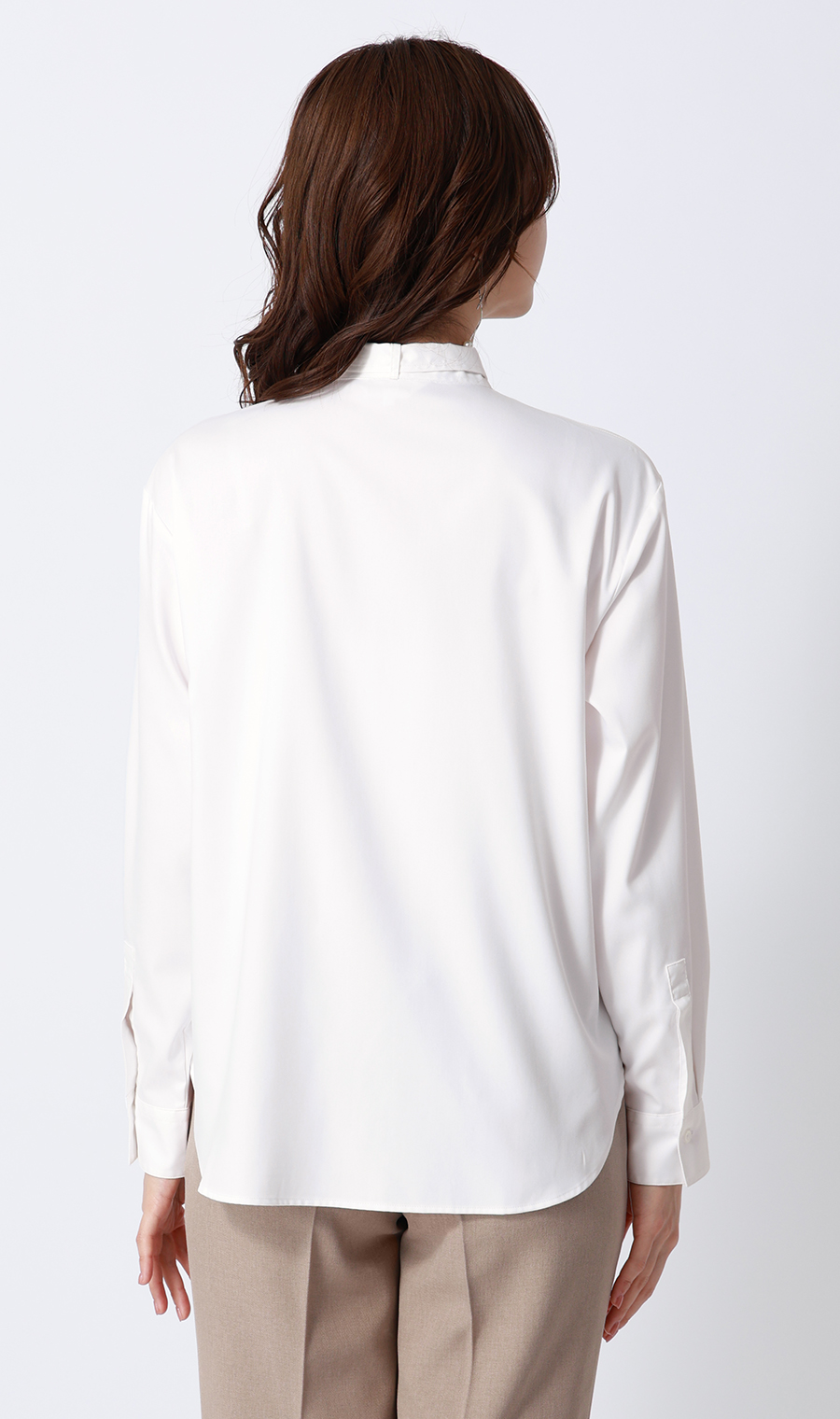 バンドカラーボウタイシャツ【長袖】【2WAY】 ホワイト M