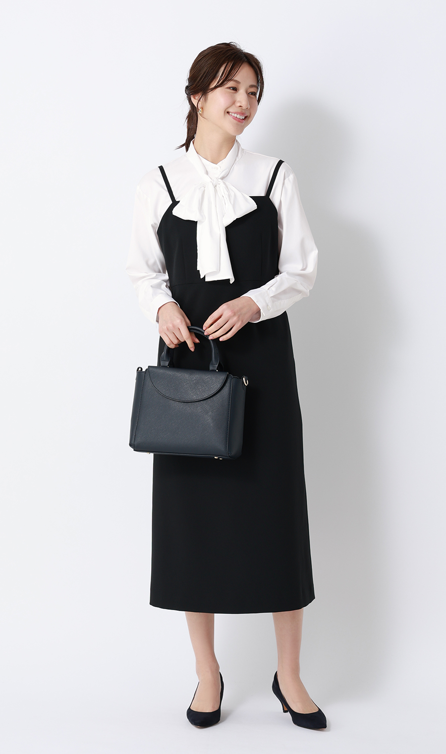 バンドカラーボウタイシャツ【長袖】【2WAY】 ホワイト M