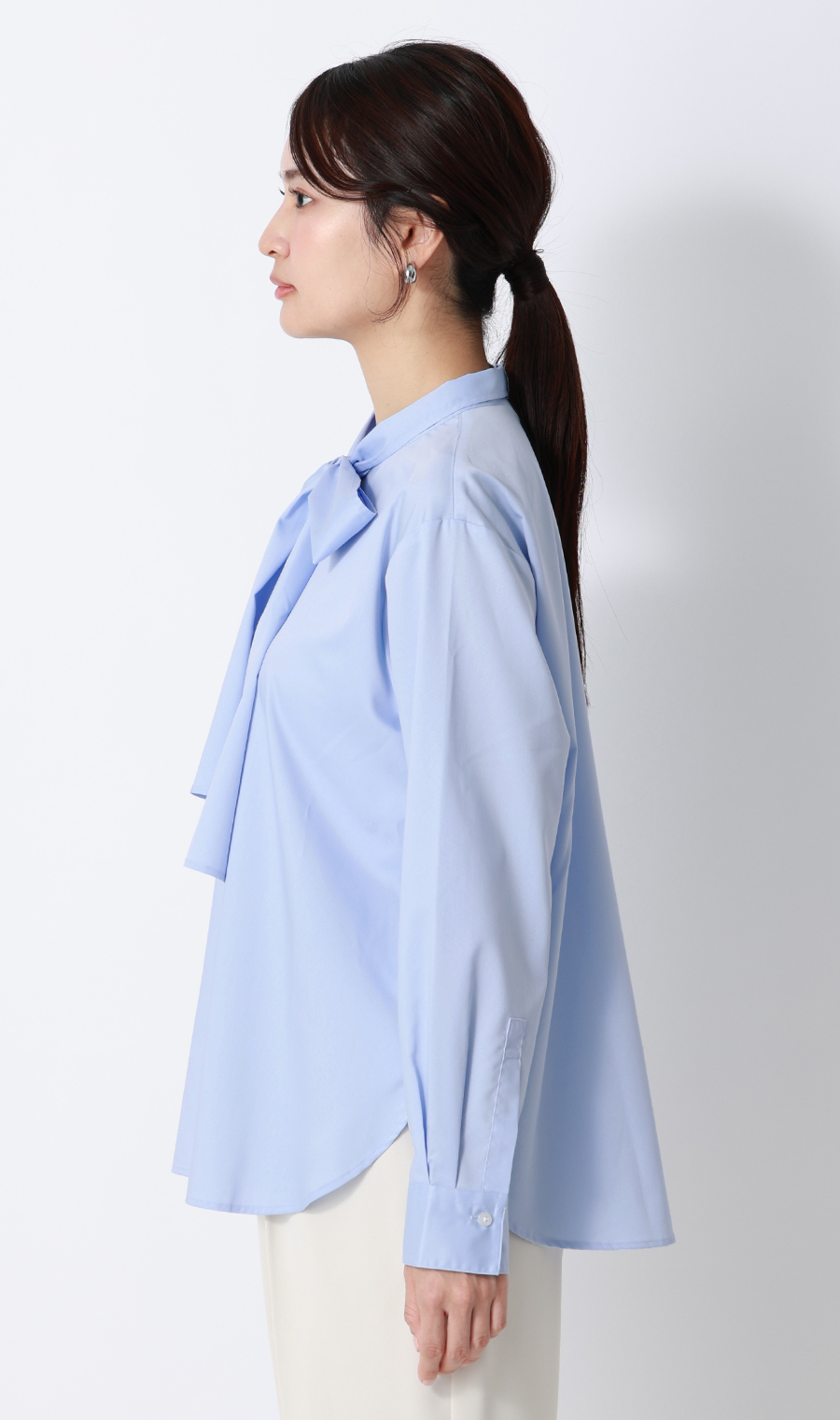 バンドカラーボウタイシャツ【長袖】【2WAY】 ブルー M