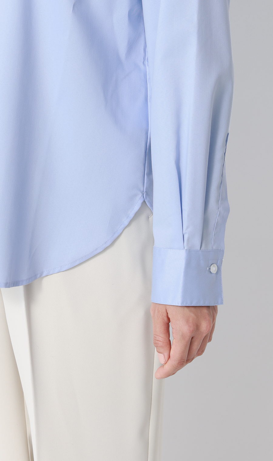 Band Collar Bow Tie Shirt [Long Sleeve] [2-Way] Blue M