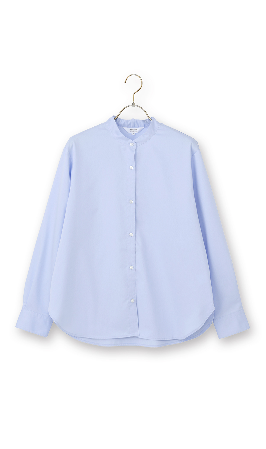 Band Collar Bow Tie Shirt [Long Sleeve] [2-Way] Blue M