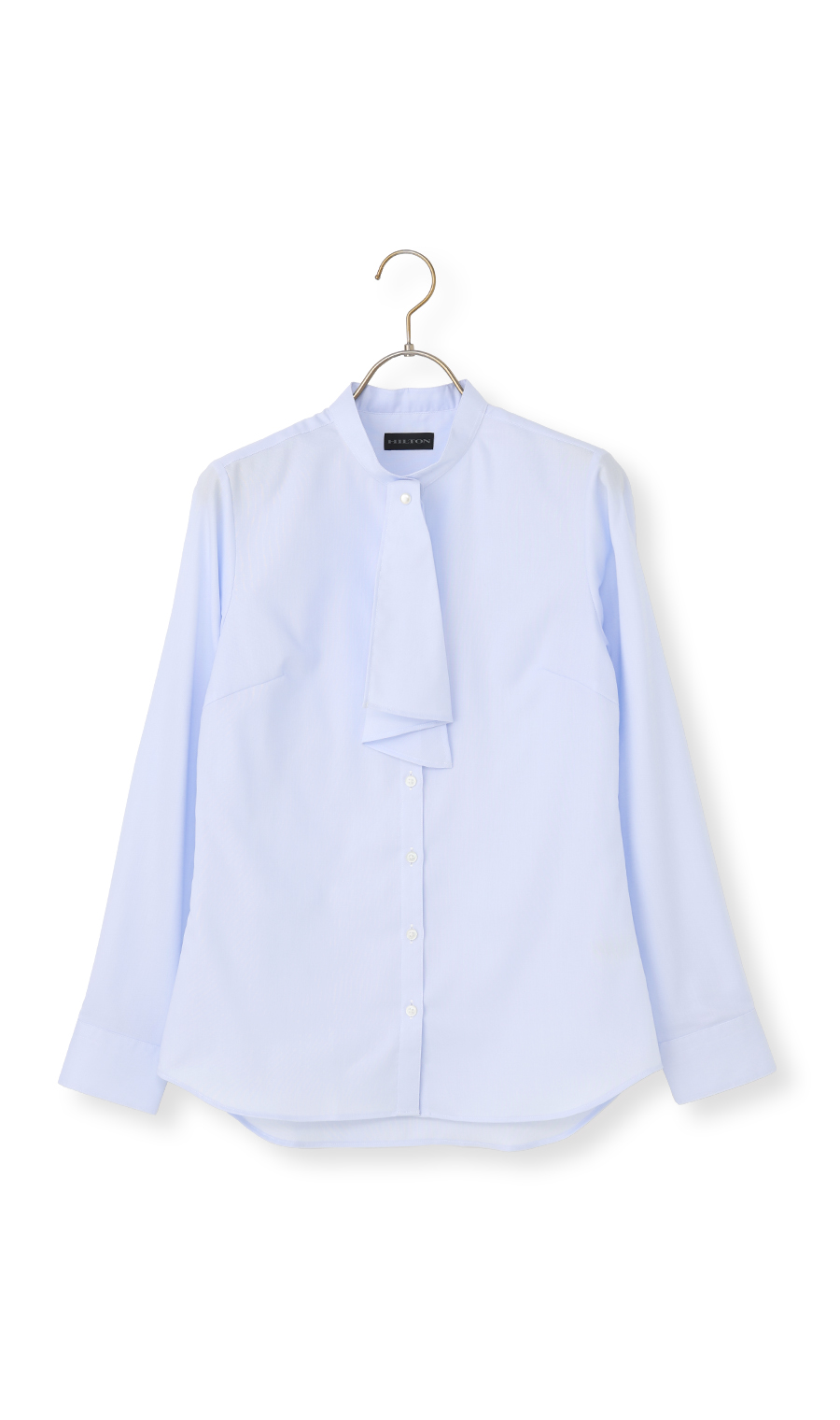 バンドカラー2WAYボウタイブラウス【長袖】【スーピマコットン】 サックス 07